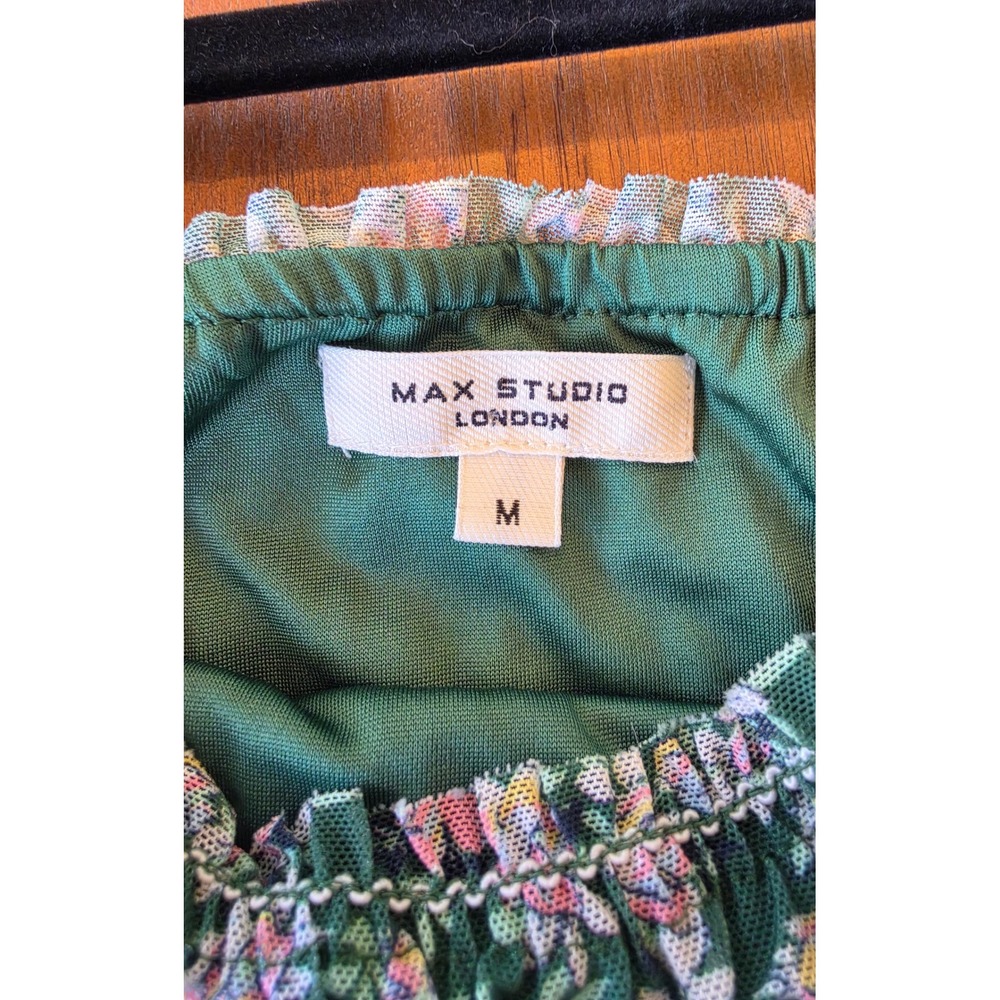 Max Studio London Floral Smocked Maxi Dress M Cottage Peasant Fairy Boho Garden - Picture 3 of 7